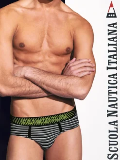 Scuola Nautica Italiana Slip da uomo in cotone a righe