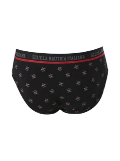 Scuola Nautica Italiana Slip da uomo in cotone elastico con stampe - nero