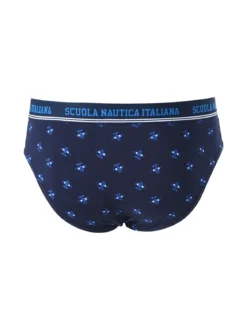 Scuola Nautica Italiana Slip da uomo in cotone elastico con stampe - blu scuro