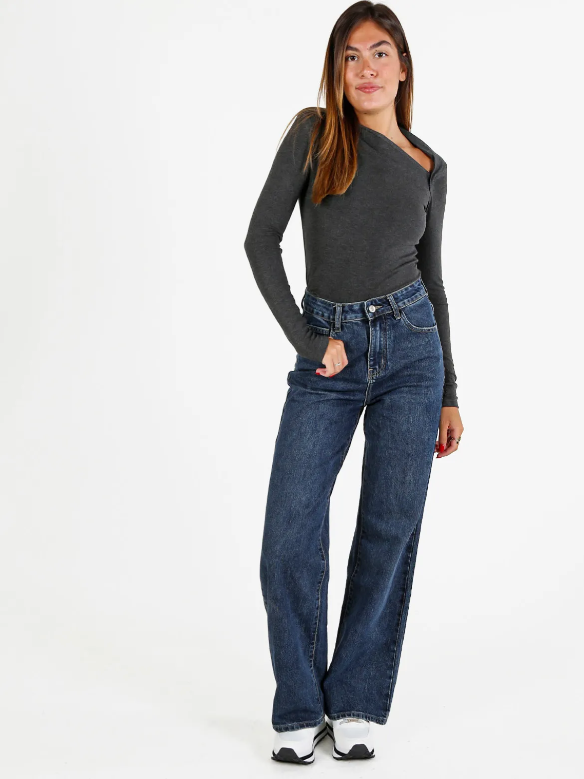 Sexy Sense Jeans donna a gamba larga e vita alta - jeans
