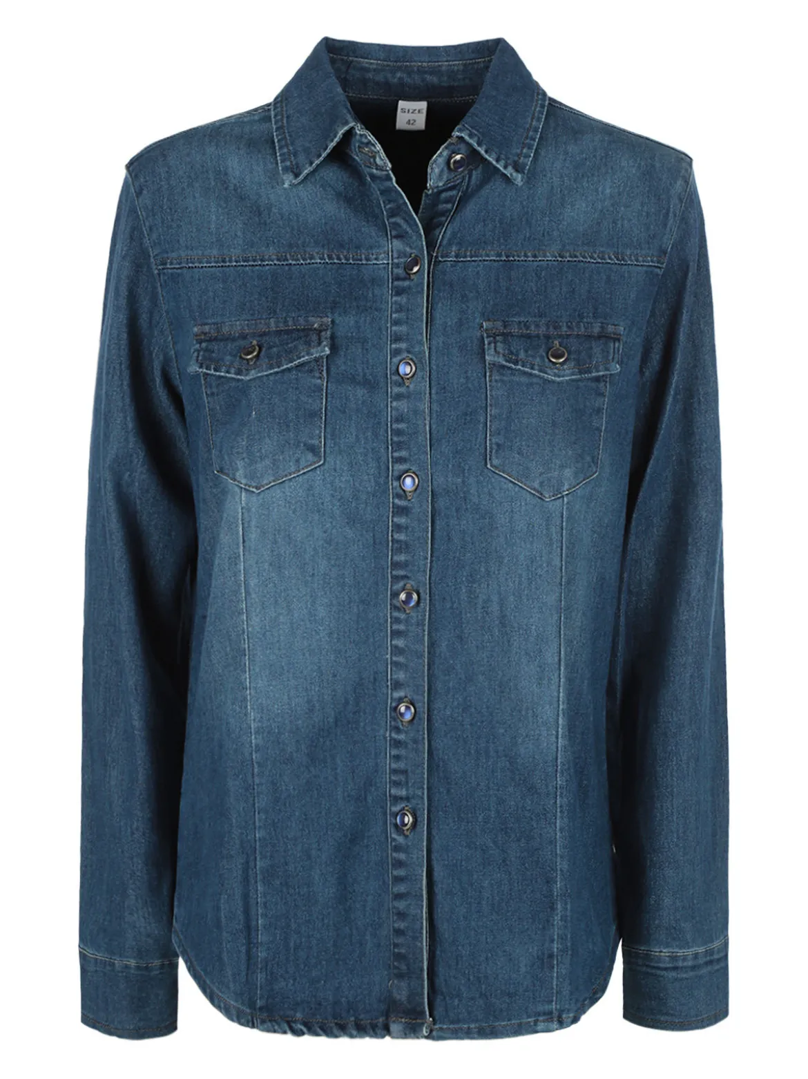 Shiny Design Camicia in jeans con bottoni da donna