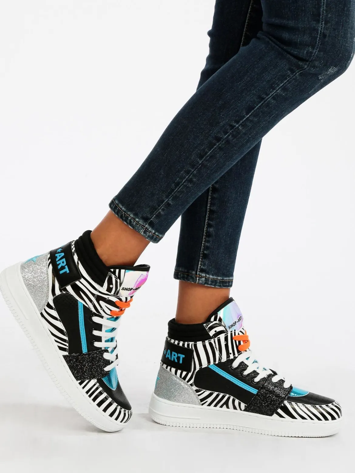 Shop Art BASKET HAILEY Sneakers alte donna zebrate/glitter