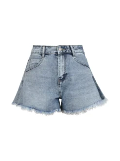 Sixte Shorts donna in denim con finale sfrangiato