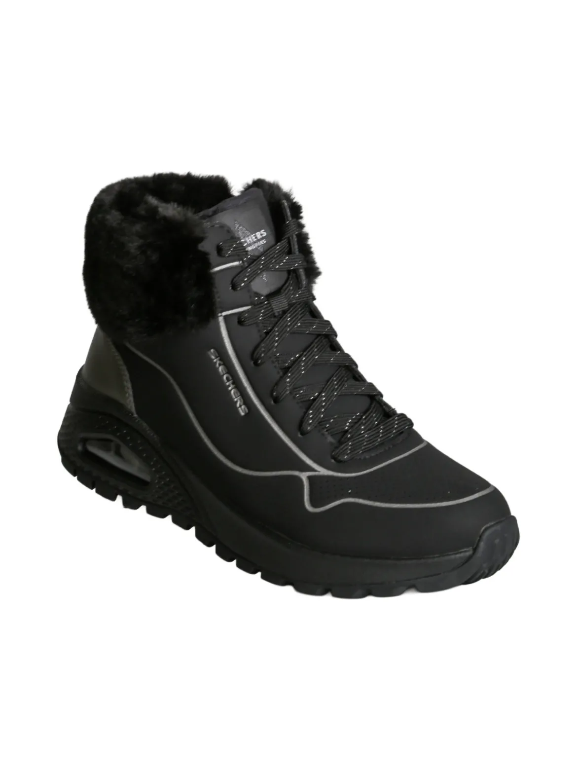 Skechers UNO RUGGED FALL SHIMMER Sneakers alte da donna con ecopelo - nero