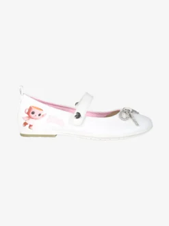 Skifidol Italian Brainrot Ballerine da bambina con strass e cinturino a strappo - bianco
