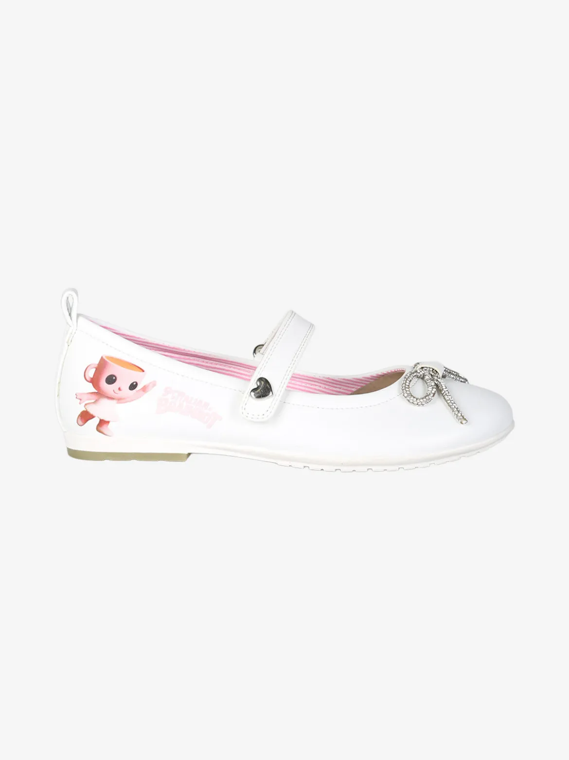 Skifidol Italian Brainrot Ballerine da bambina con strass e cinturino a strappo - bianco
