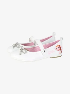 Skifidol Italian Brainrot Ballerine da bambina con strass e cinturino a strappo - bianco