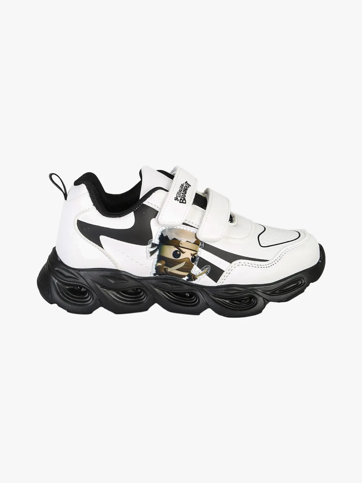 Skifidol Italian Brainrot Sneakers da ragazzo con luci e cinturini a strappo - bianco