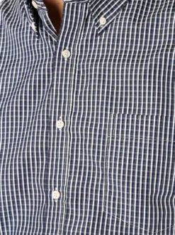 Sky Camicia a quadretti da uomo con maniche lunghe - blu scuro