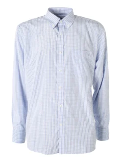 Sky Camicia da uomo a quadretti con maniche lunghe - azzurro