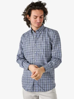 Sky Camicia da uomo a quadretti con maniche lunghe - bluette