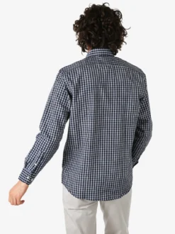 Sky Camicia da uomo a quadretti con maniche lunghe - blu scuro