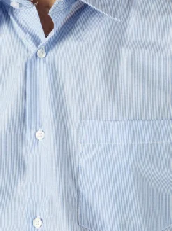 Sky Camicia da uomo rigata a maniche corte con taschino - azzurro