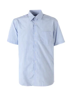 Sky Camicia da uomo rigata a maniche corte con taschino - azzurro