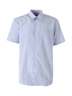 Sky Camicia da uomo rigata a maniche corte con taschino - cielo