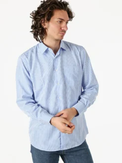 Sky Camicia da uomo rigata a maniche lunghe - azzurro