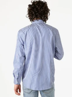 Sky Camicia da uomo rigata a maniche lunghe - blu