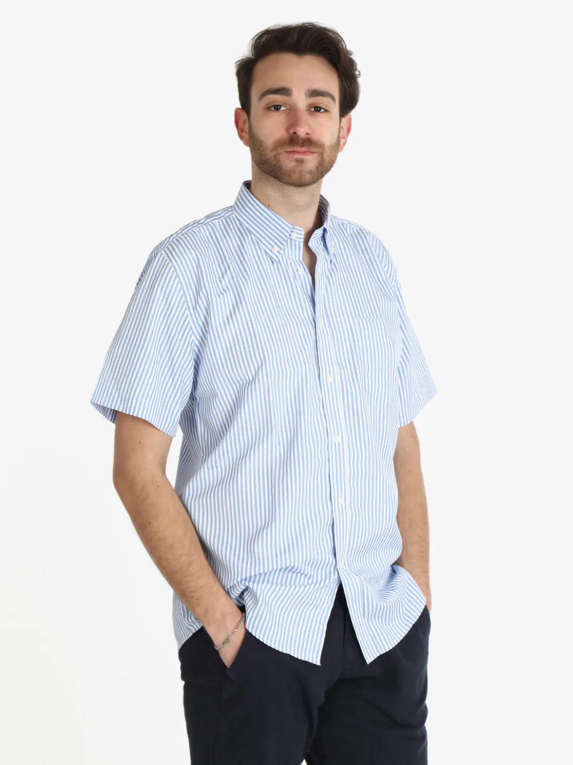 Sky Camicia rigata da uomo manica corta