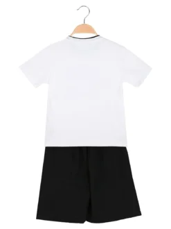 Small Gang Completo corto da bambino in cotone con t-shirt e bermuda - bianco