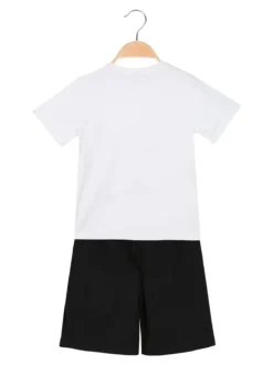 Small Gang Completo da bambino corto in cotone con t-shirt e bermuda - bianco