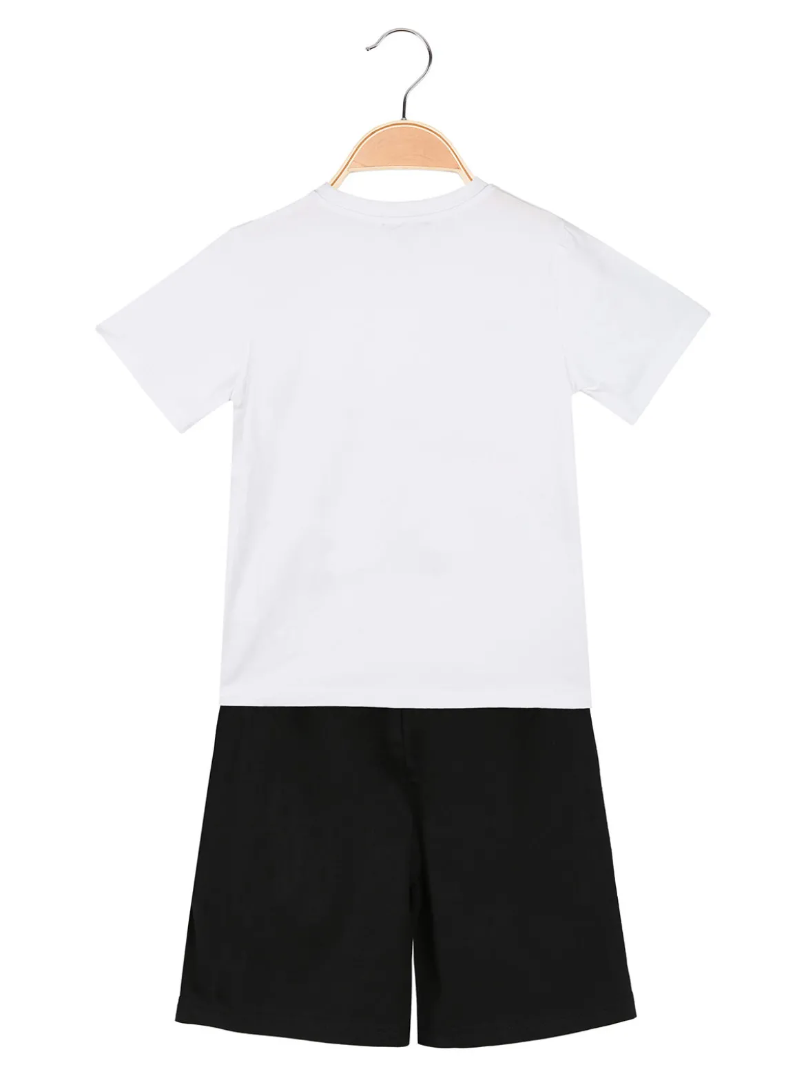 Small Gang Completo da bambino corto in cotone con t-shirt e bermuda - bianco