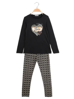 Smile Yes Completo 2 pezzi da bambina con leggings a cuori