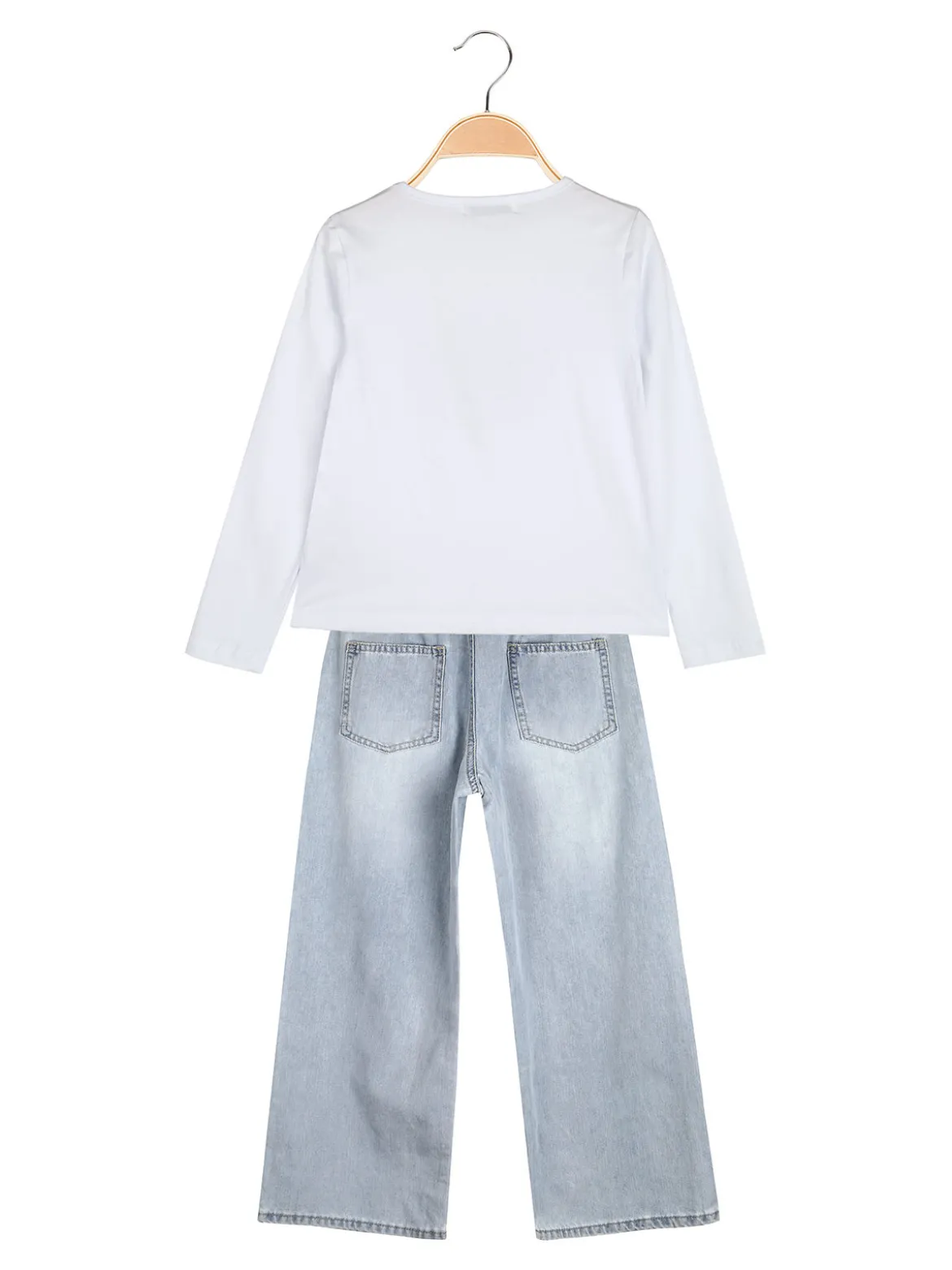 Smile Yes Completo 2 pezzi da bambina con t-shirt e jeans a gamba larga - acqua marina