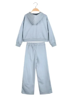 Smile Yes Completo tuta 2 pezzi con cappuccio e strass a gamba larga - azzurro