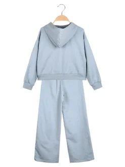 Smile Yes Completo tuta 2 pezzi con cappuccio e strass a gamba larga - azzurro
