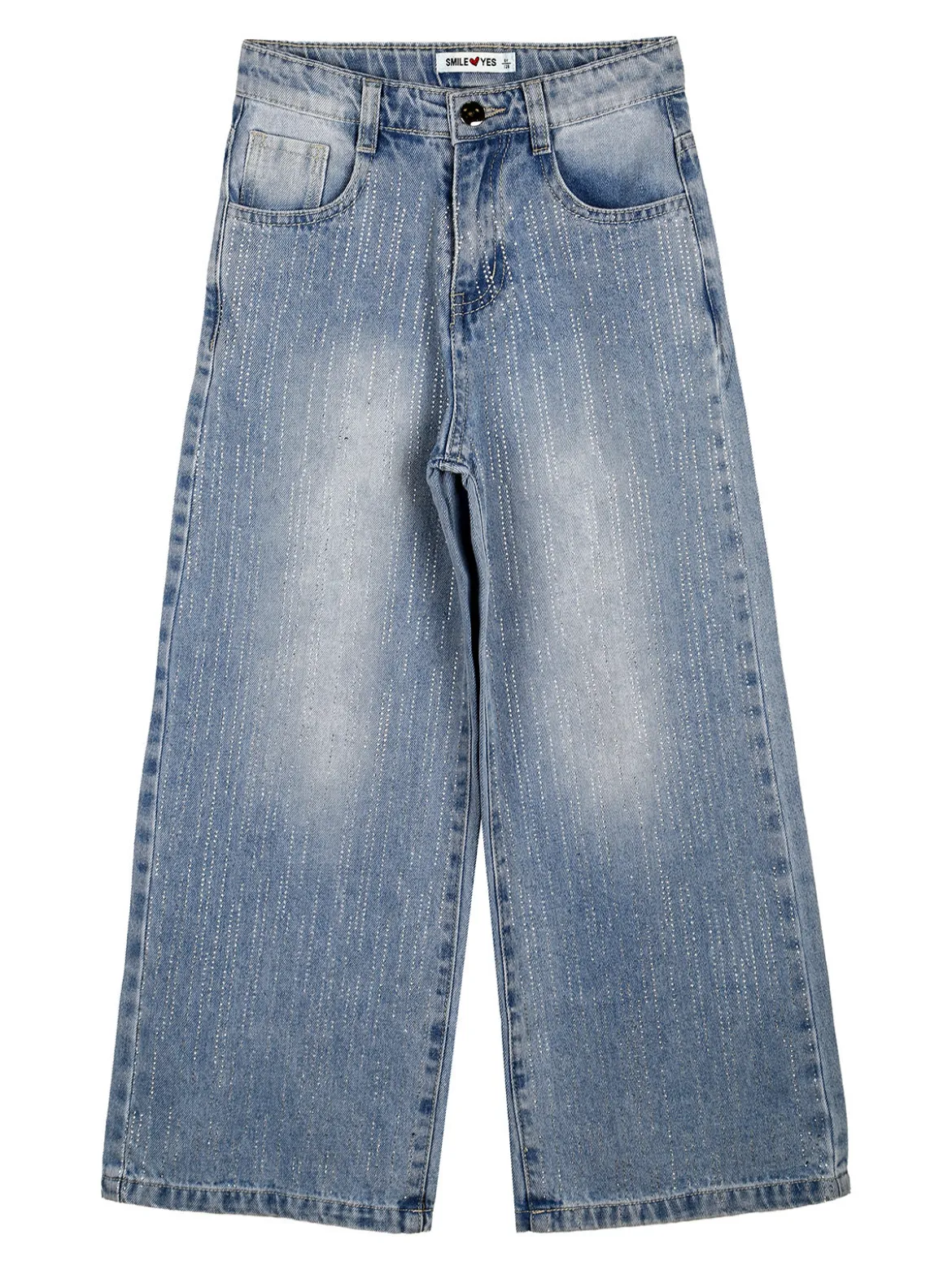 Smile Yes Jeans da bambina a gamba larga con strass - jeans