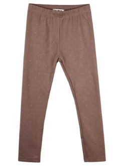 Smile Yes Leggings da bambina in pile con strass - marrone