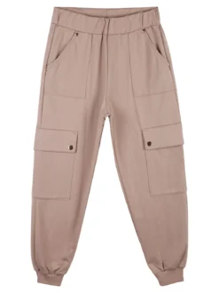 Smile Yes Pantaloni cargo da bambina in felpa con polsini