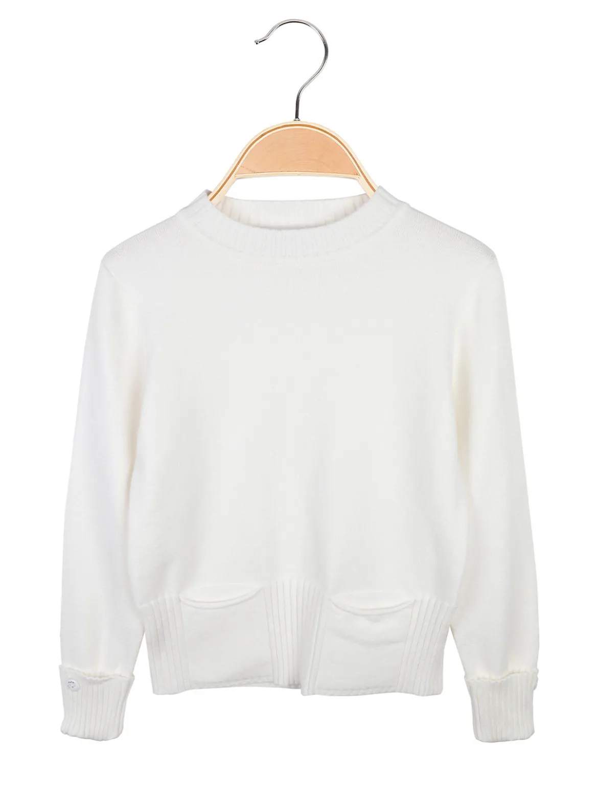 Smile Yes Pullover da bambina in maglia con taschini sul fondo