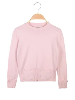 Smile Yes Pullover da bambina in maglia con taschini sul fondo