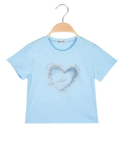 Smile Yes T-shirt cropped da bambina con cuore di strass