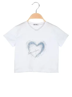 Smile Yes T-shirt cropped da bambina con cuore di strass