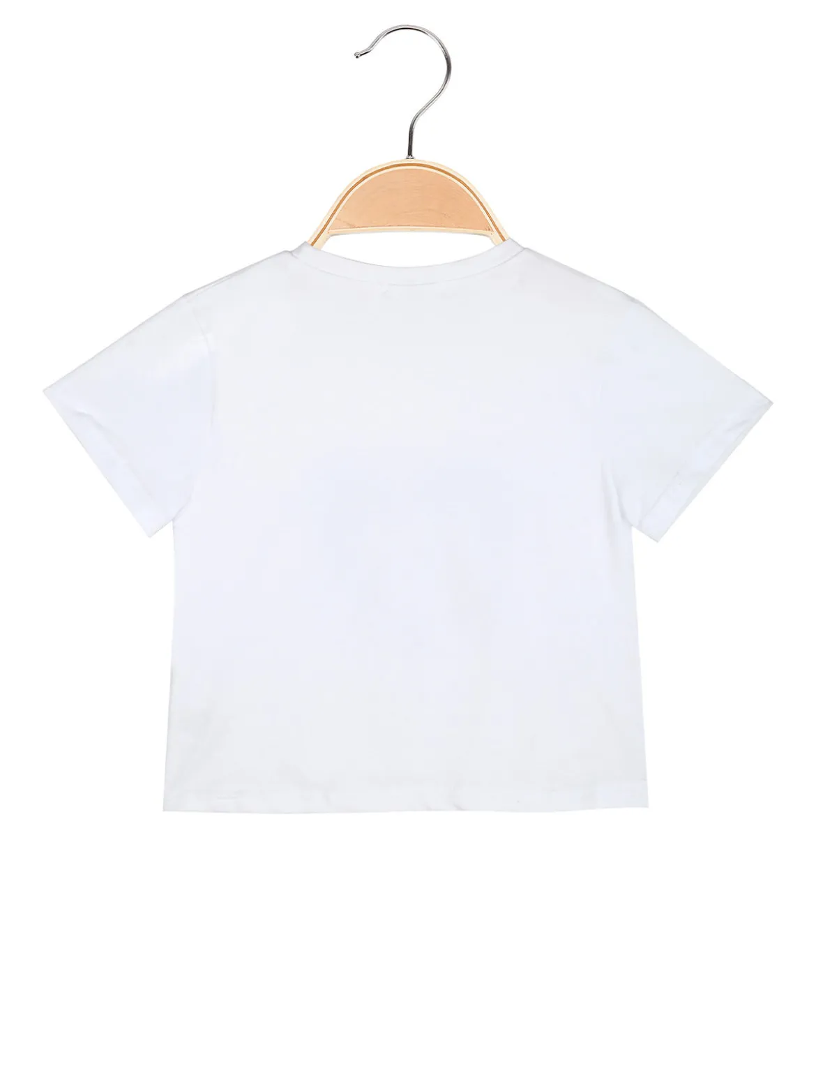 Smile Yes T-shirt cropped da bambina con cuore di strass