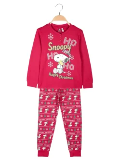 Snoopy Pigiama natalizio da bambina in cotone interlock