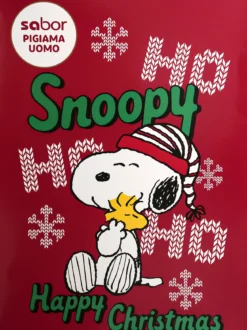 Snoopy Pigiama natalizio da uomo in cotone interlock