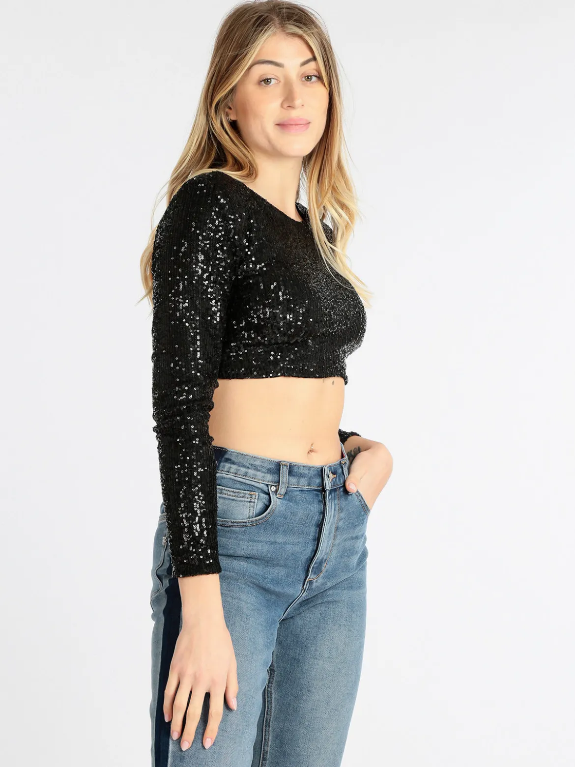 Sofy'S Chic Maglia cropped con paillettes