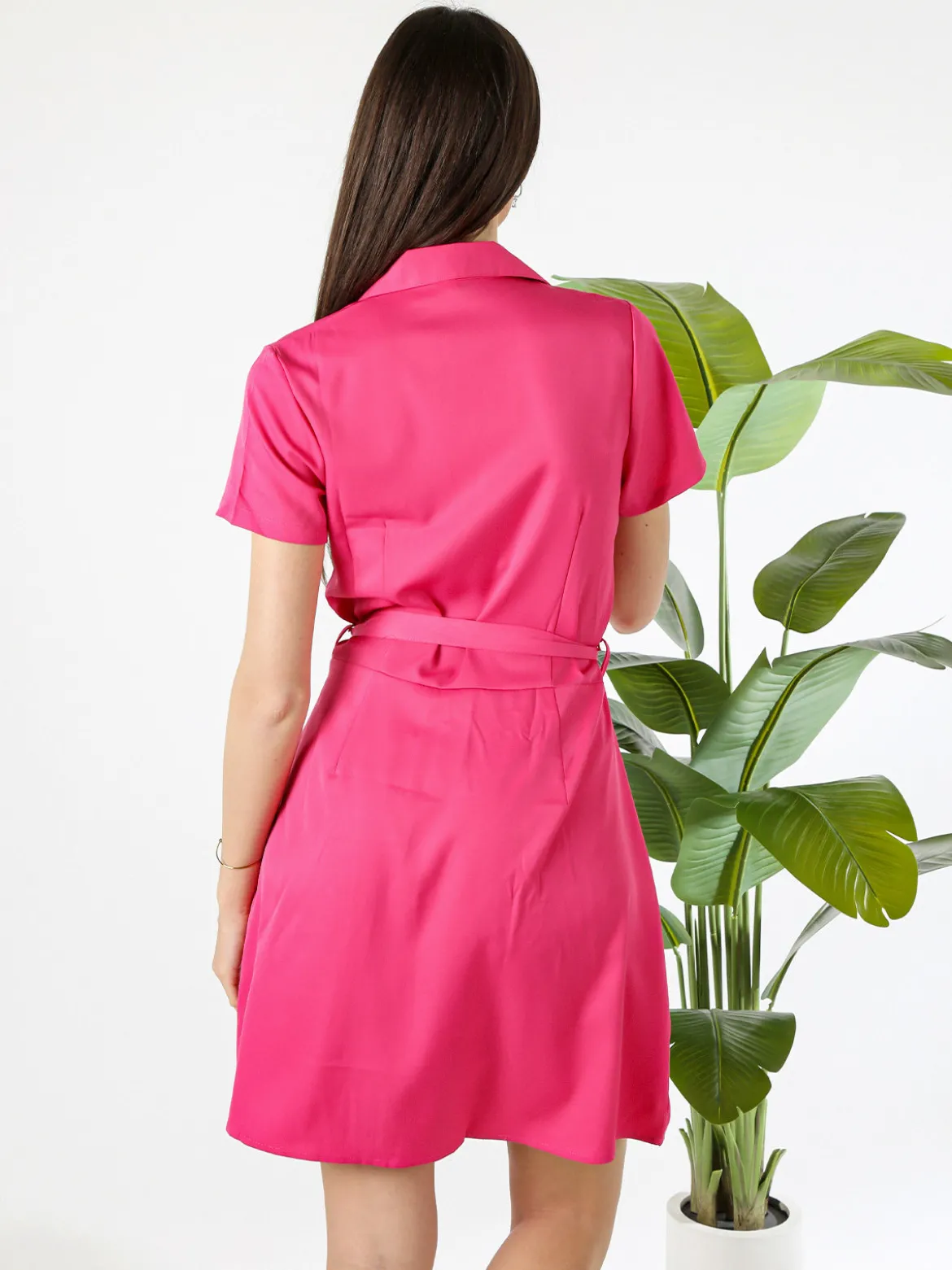 Solada Abito a camicia da donna con maniche corte e bottoni - fucsia