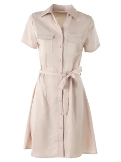 Solada Abito a camicia da donna con maniche corte e bottoni - khaki