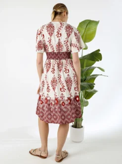 Solada Abito donna a maniche corte con scollo V - bordeaux