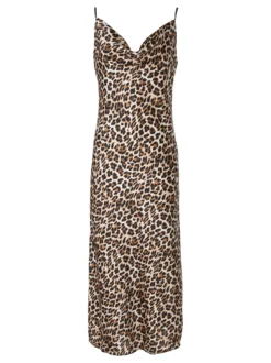Solada Abito donna animalier con scollo a cascata e spalline sottili - multicolore