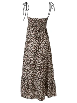 Solada Abito donna animalier con spalline sottili annodate - multicolore