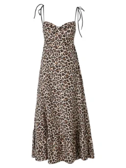 Solada Abito donna animalier con spalline sottili annodate - multicolore