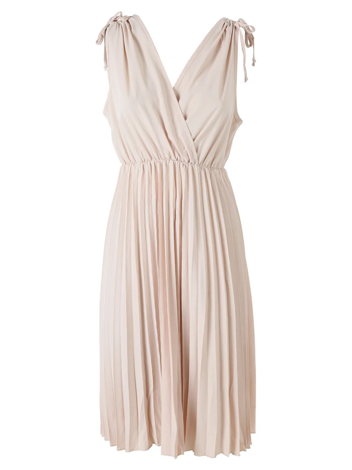 Solada Abito donna a spalla larga con gonna plissettata - beige