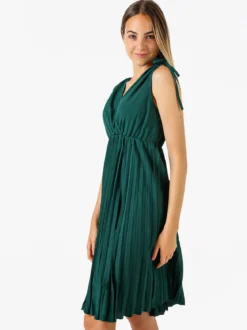Solada Abito donna a spalla larga con gonna plissettata - verde