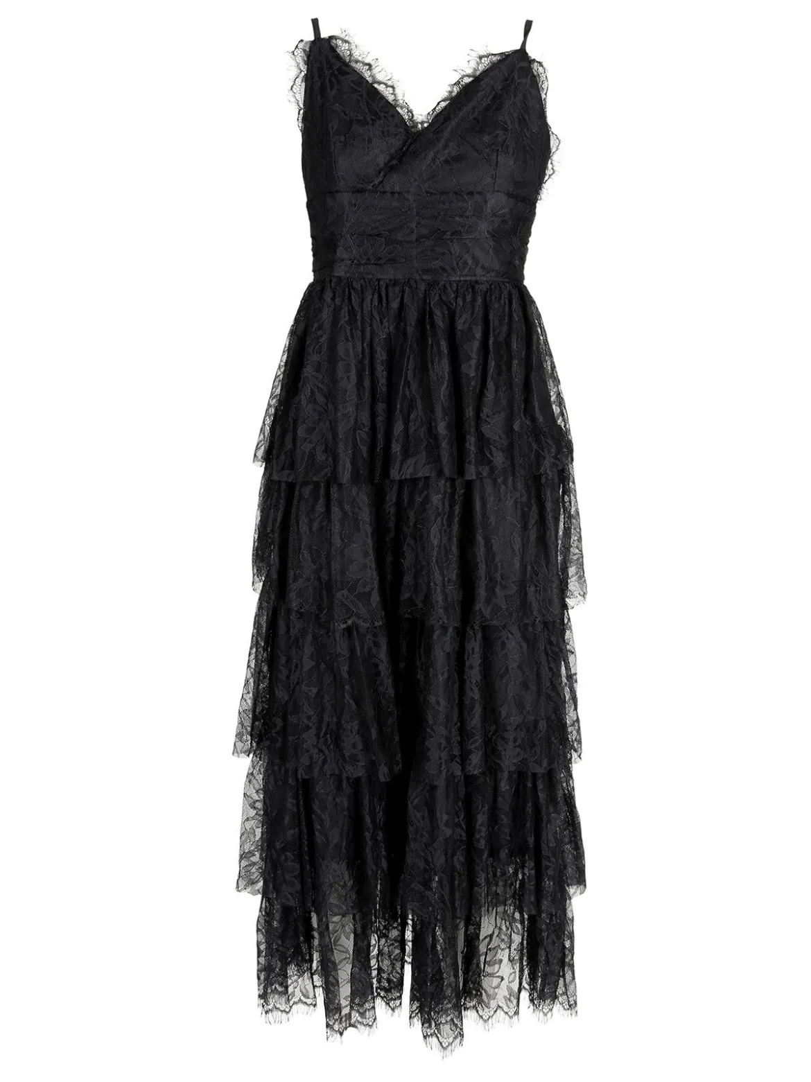 Solada Abito donna elegante in pizzo con balze