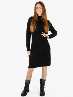Solada Abito donna in maglia accollato - nero